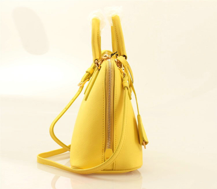 2014 Prada Saffiano Leather Small Two Handle Bag BL0838 yellow for sale - Click Image to Close